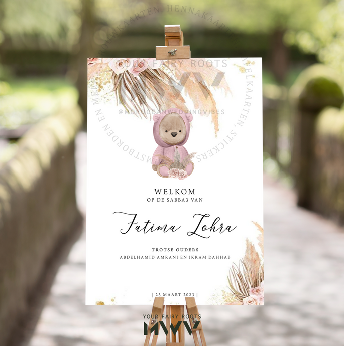 Welkomstbord Babyfeest | Bearly Pampas