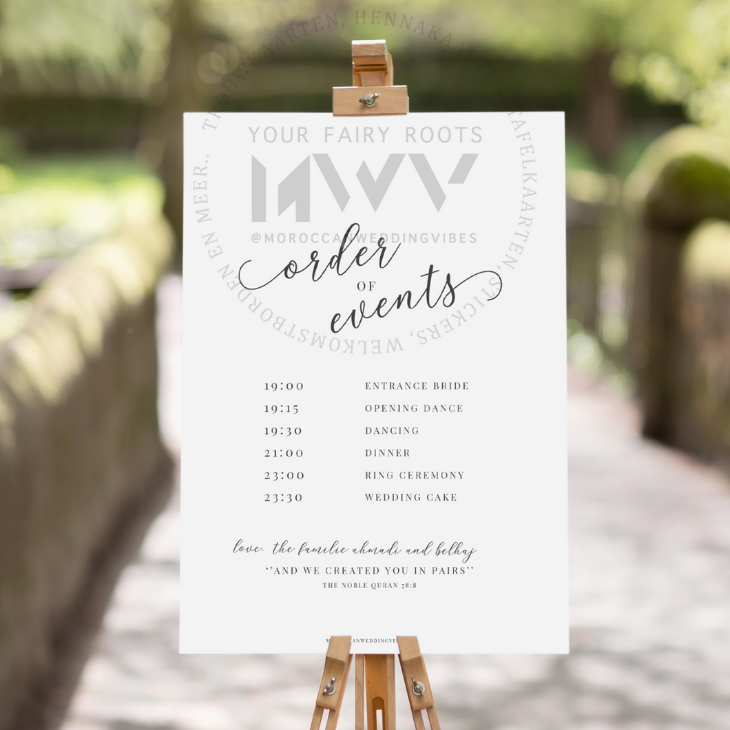 Welkomstbord Bruiloft | Order Of Events White