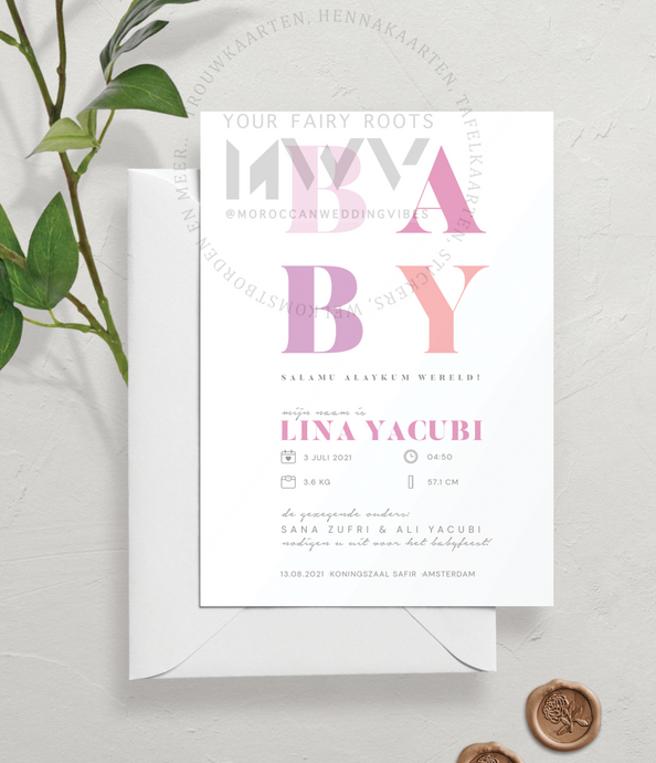 Babykaart Modern Pink