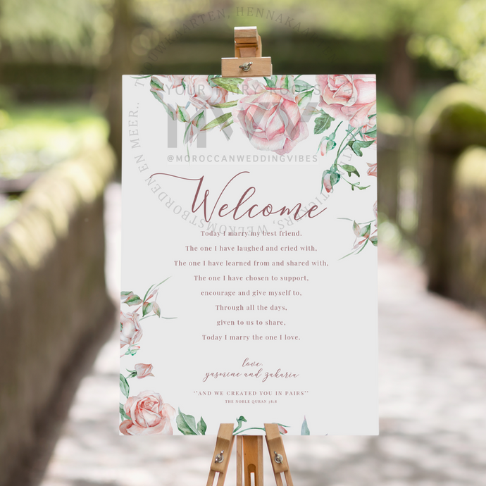 Welkomstbord Bruiloft | Vintage Roses