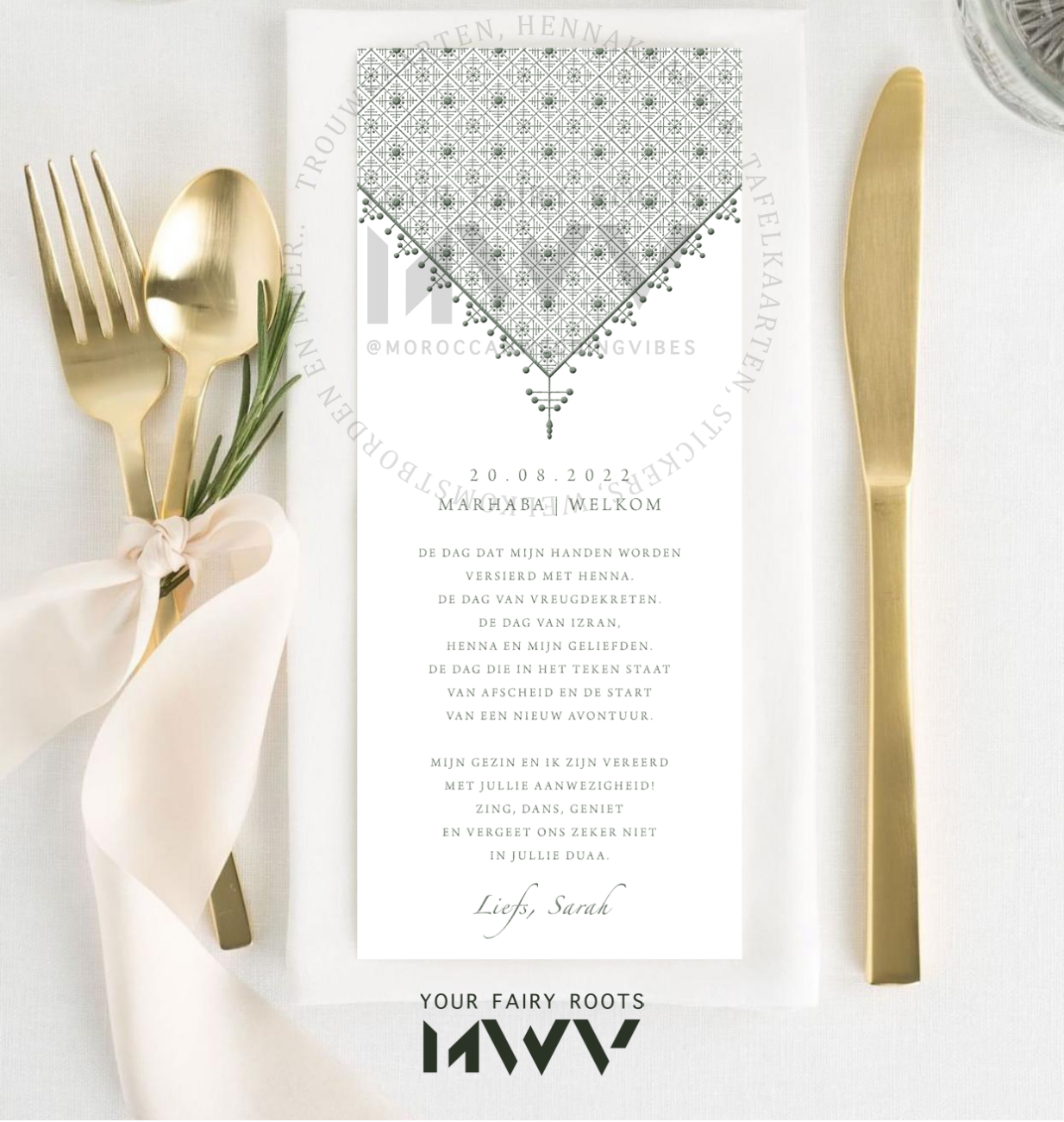 Tafelkaart | Fessi II long – Moroccanweddingvibes