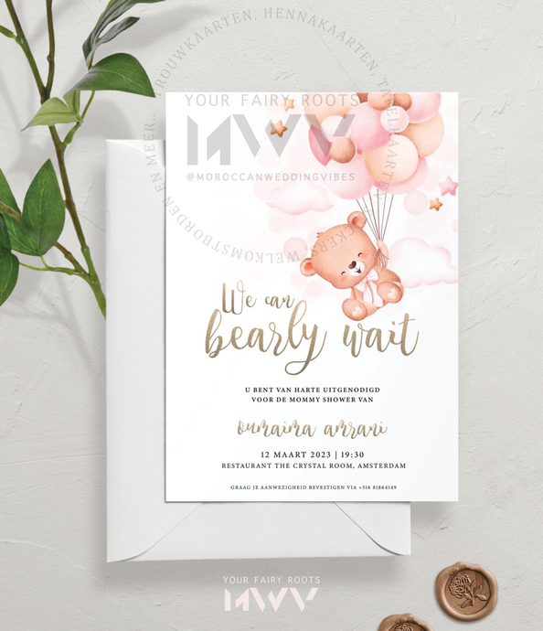 Babykaart Blush Bear