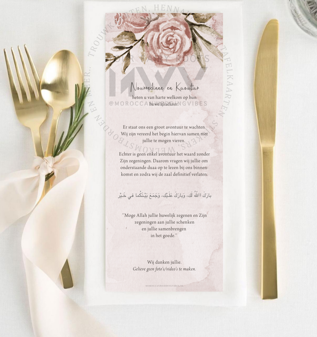 Tafelkaart | Vintage Rose